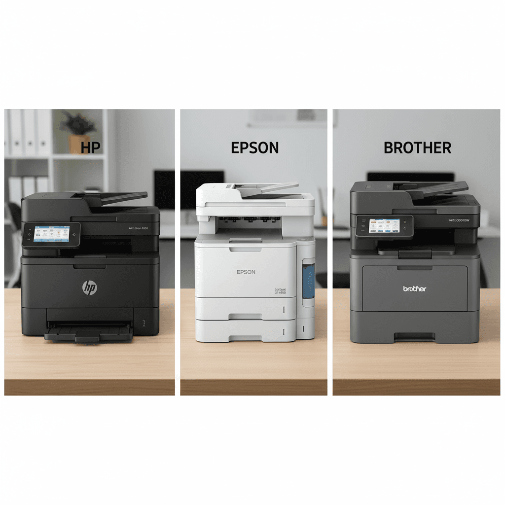 Técnico a reparar impressora